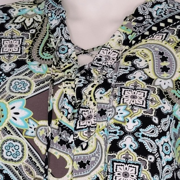 Ruby Rd. Multi Color Lace Up Front‎ Top - Picture 2 of 11